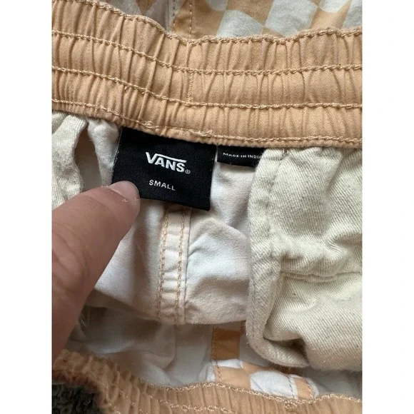 Vans Mens Shorts Range Checkered Drawstring Waist Skater Orange Size Small - Picture 3 of 6